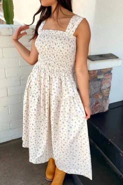 Floral Bow Back Midi Dress