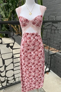 Floral Cutout Midi Dress