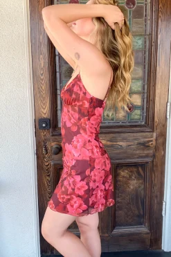 Floral Mesh Mini Dress