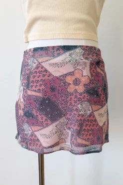 Floral Patchwork Mini Skirt