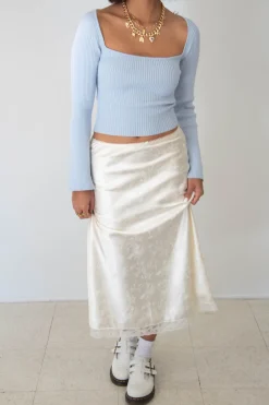 Floral Satin Midi Skirt
