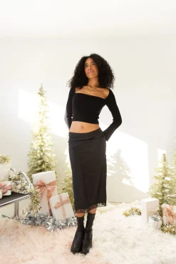 Floral Satin Midi Skirt