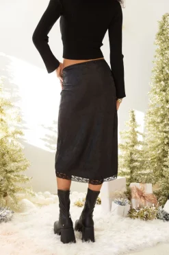 Floral Satin Midi Skirt