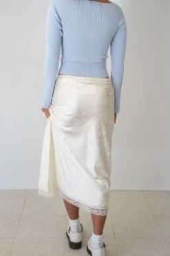 Floral Satin Midi Skirt