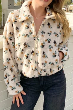 Floral Sherpa Zip Up