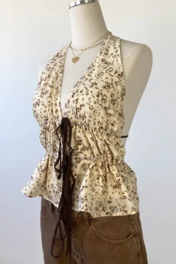 Floral Split Front Halter Top