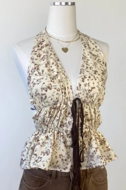 Floral Split Front Halter Top