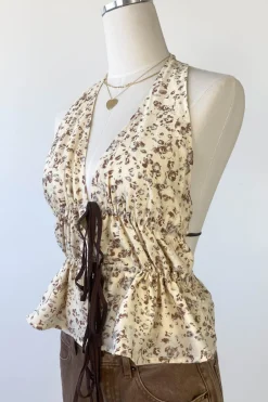 Floral Split Front Halter Top