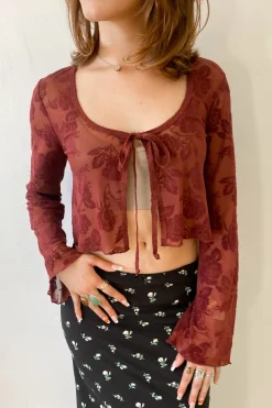 Floral Split Front Mesh Top