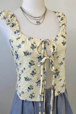 Floral Split Front Peasant Top
