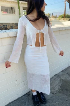 Floral Stretch Lace Midi Skirt