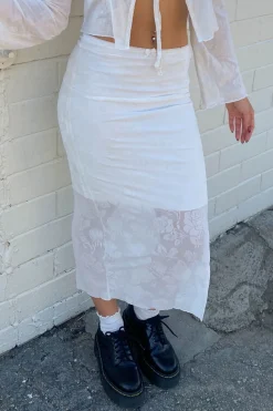 Floral Stretch Lace Midi Skirt