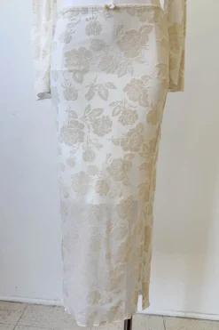 Floral Stretch Lace Midi Skirt