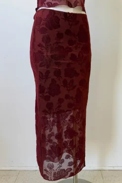Floral Stretch Lace Midi Skirt