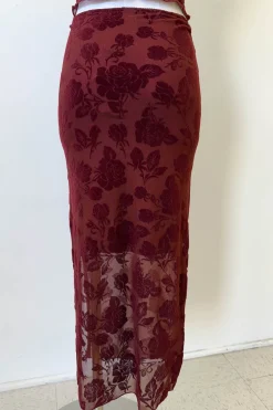 Floral Stretch Lace Midi Skirt
