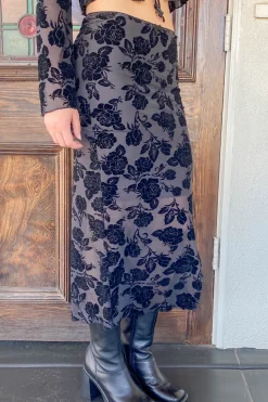 Floral Stretch Lace Midi Skirt