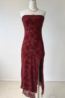 Floral Stretch Lace Strapless Dress