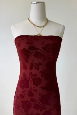 Floral Stretch Lace Strapless Dress