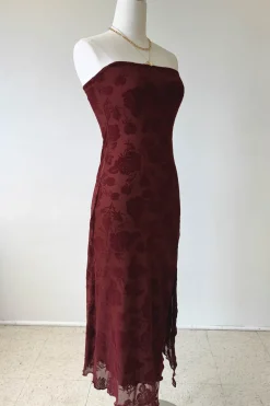 Floral Stretch Lace Strapless Dress