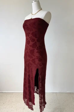 Floral Stretch Lace Strapless Dress