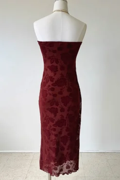 Floral Stretch Lace Strapless Dress