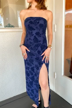 Floral Stretch Lace Strapless Dress
