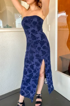Floral Stretch Lace Strapless Dress