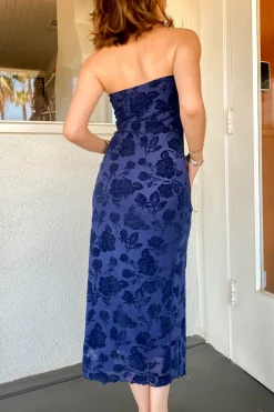 Floral Stretch Lace Strapless Dress
