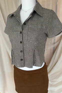 Gingham Button Up Top