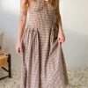Gingham Corset Midi Dress