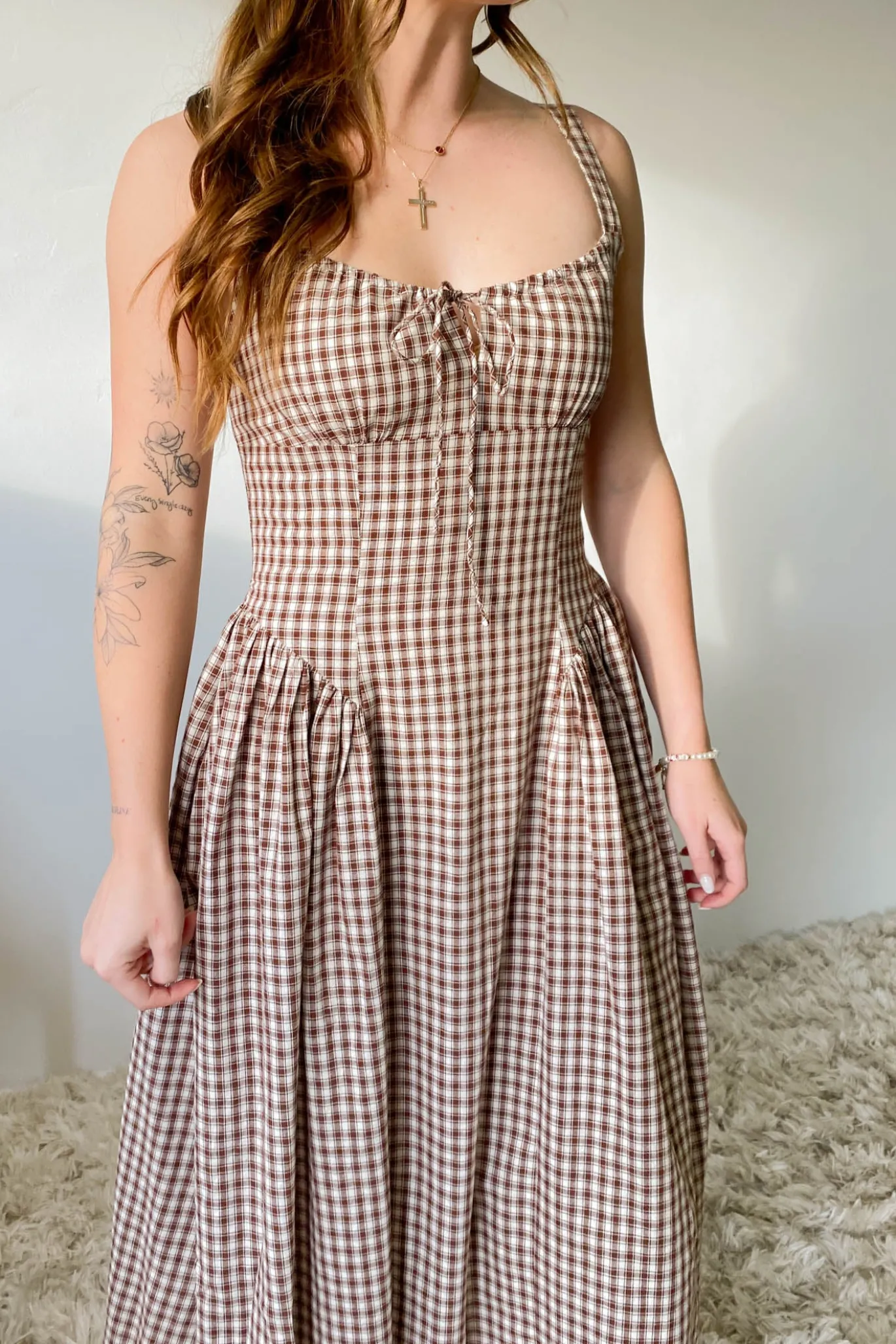 Gingham Corset Midi Dress