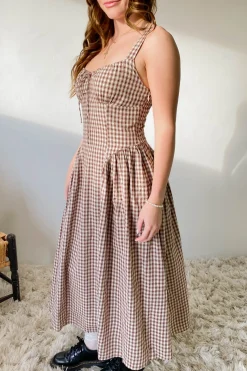 Gingham Corset Midi Dress