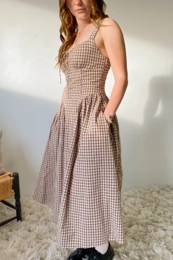 Gingham Corset Midi Dress