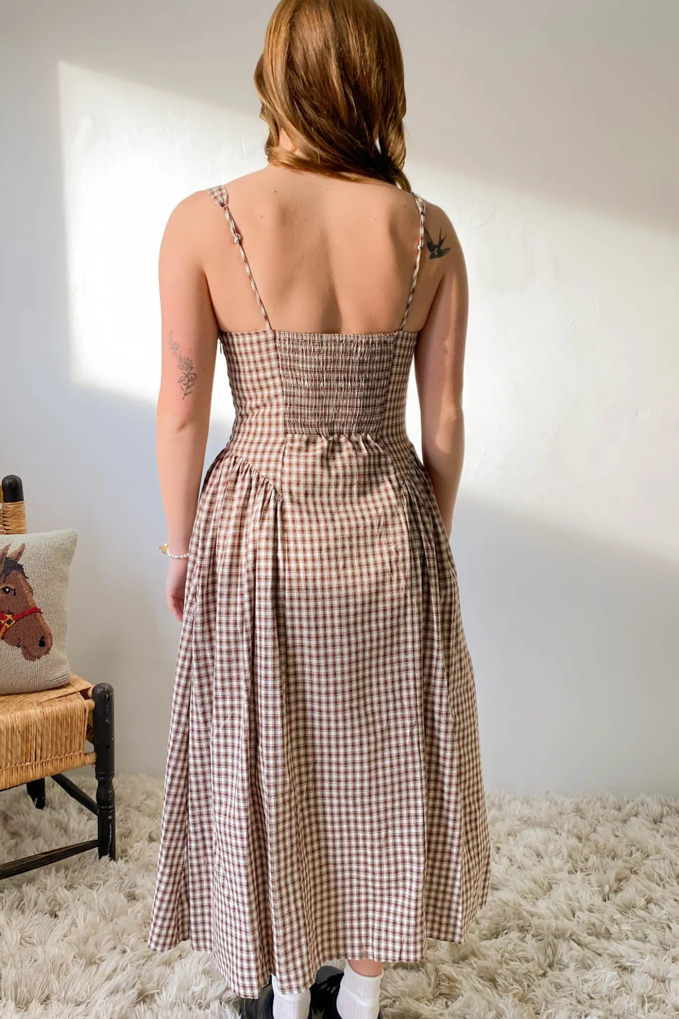 Gingham Corset Midi Dress