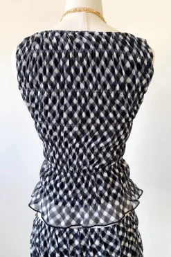 GIngham Sleeveless Stretch Lace Top