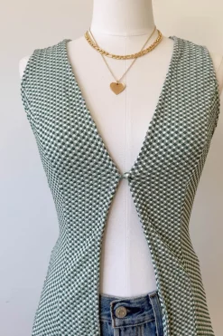 Gingham Split Front Top