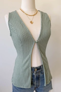 Gingham Split Front Top