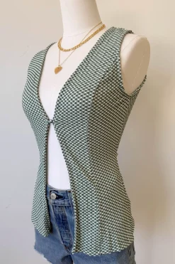Gingham Split Front Top