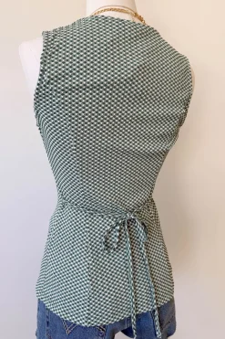 Gingham Split Front Top