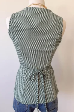 Gingham Split Front Top