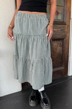Gingham Tiered Maxi Skirt