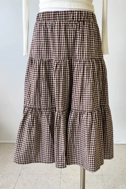 Gingham Tiered Maxi Skirt