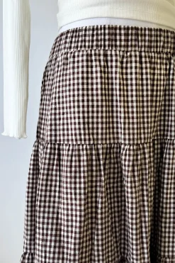 Gingham Tiered Maxi Skirt