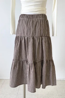 Gingham Tiered Maxi Skirt
