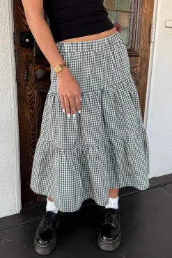Gingham Tiered Maxi Skirt