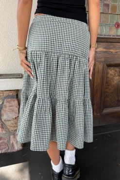 Gingham Tiered Maxi Skirt