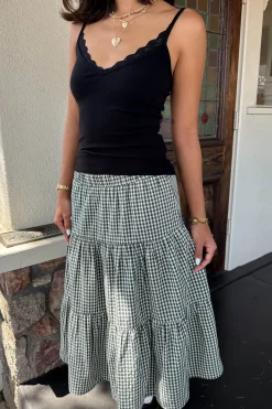 Gingham Tiered Maxi Skirt