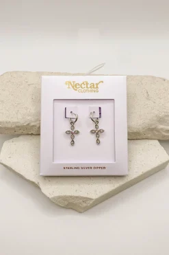 Gold Dipped Cross Earrings