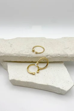 Gold Dipped Pearl & Gold Ring Set