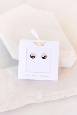 Gold Dipped Yin Yang Stud Earrings
